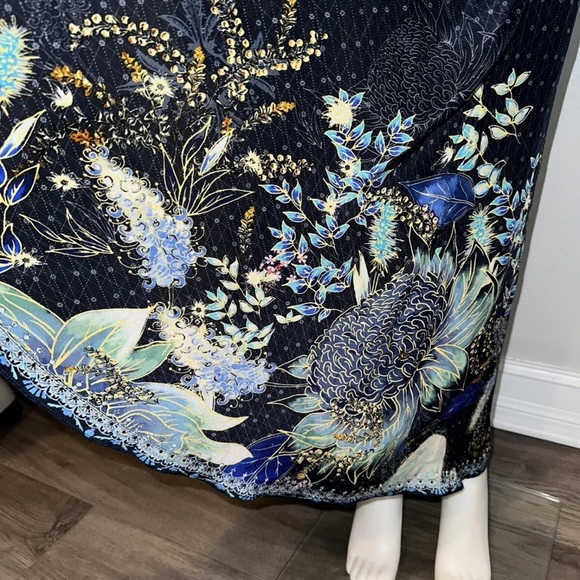 CAMILLA *Natures Nectar* blue floral silk boho long casual jacket w pockets S/M - Picture 10 of 14